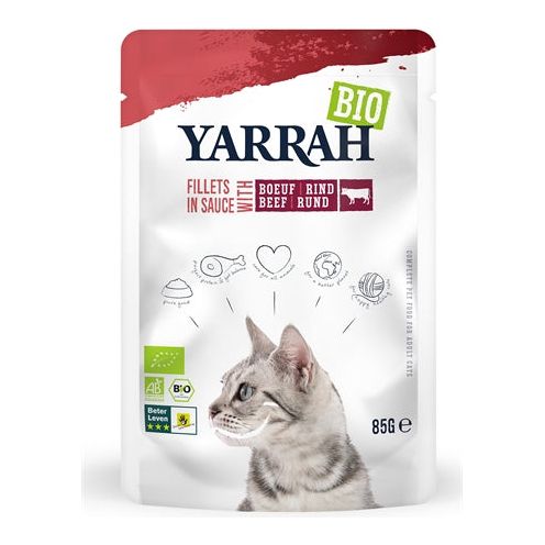 Yarrah Cat Biologische Filets Met Rund In Saus