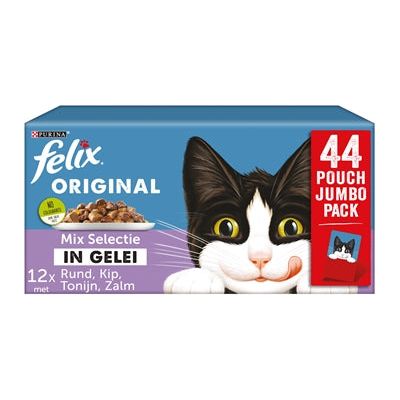 Felix Pouch Original In Gelei Mix Box Rund / Kip / Tonijn / Zalm