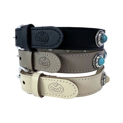 Sazzz Halsband Hond Adventure Stone Classic Leer Taupe